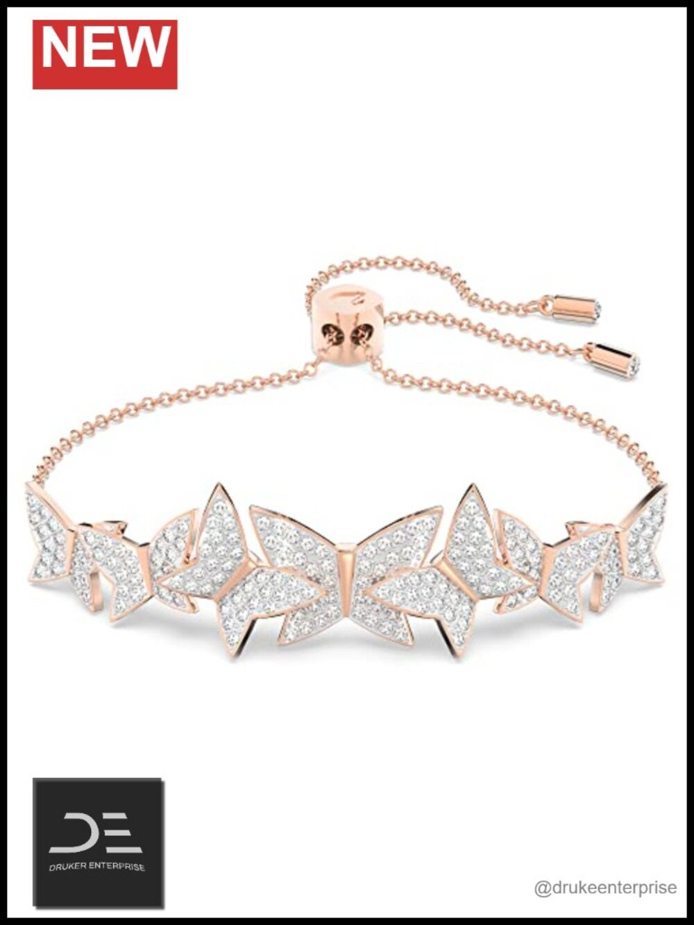 Swarovski Inspired Rose-Gold Plated Bangle with Butterfly Motifs
